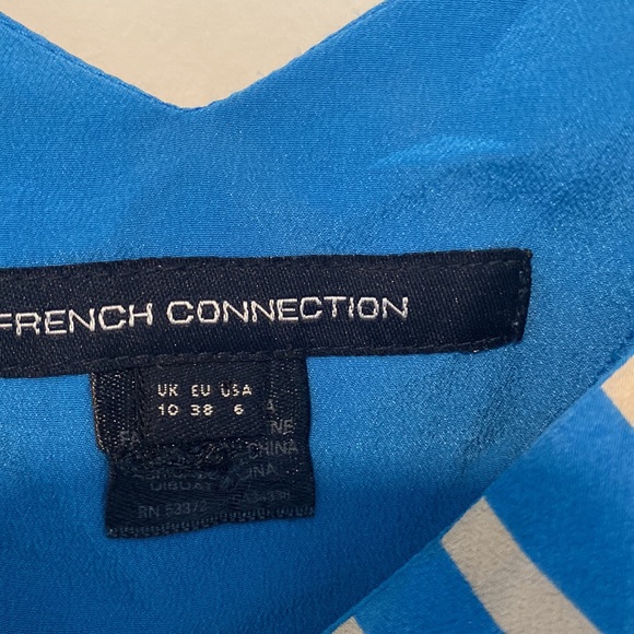 Cream and Blue silk striped tank. French Connection sz xs 6 - Picture 4 of 5